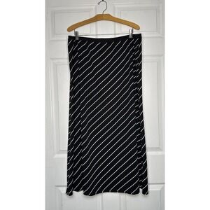 Casual Corner Annex 1X Skirt Long Black & White Stripe Maxi Minimalist Corpcore